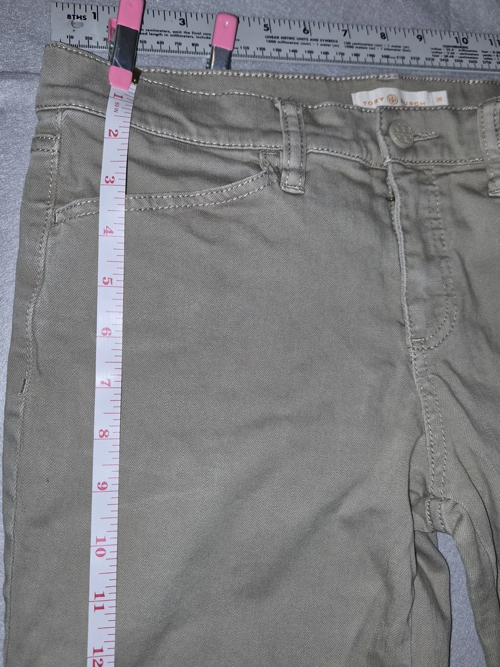 Tory Burch Cropped Stretch Pants – Women's Size 30 Us Size 10- Olive Gray